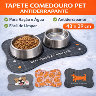 Tapete Comedouro Pet Antiderrapante Cachorro e Gato | Tapete para Ração e Água Formato Ossinho 43x29 em Oferta na Shopee