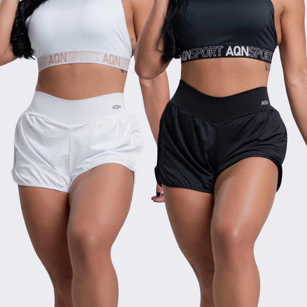 Imagem Kit 2 Short Fitness Feminino Com Short Interno Beach Tennis Academia AQN SPORT
