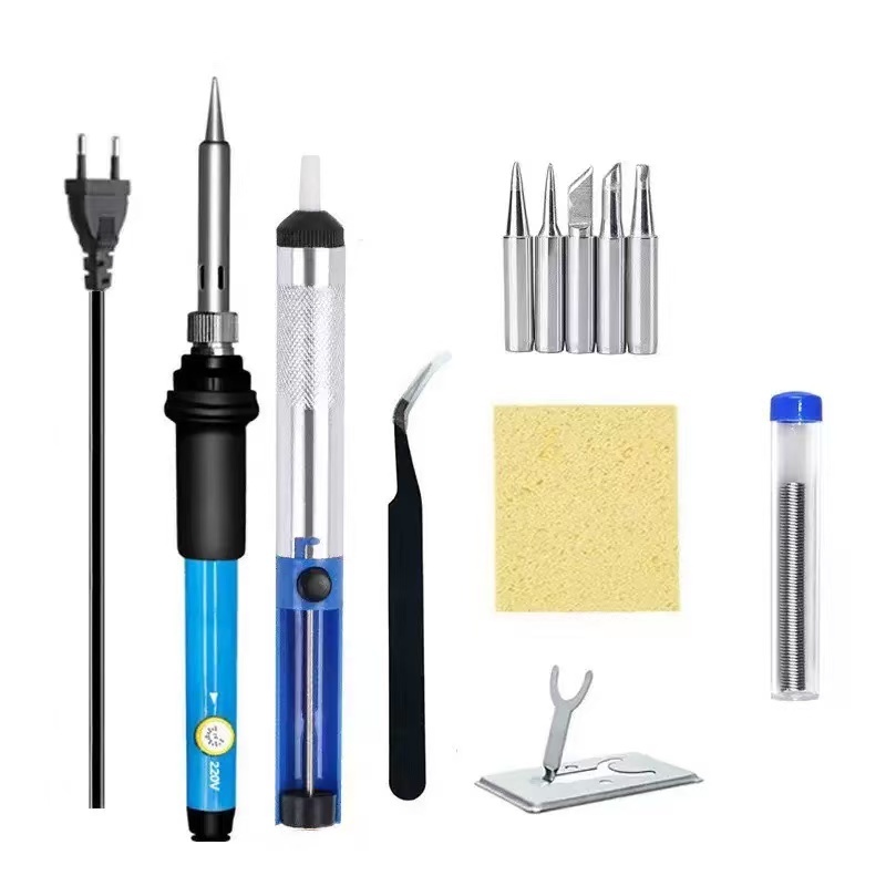 Kit Ferro Solda + Tubete Estanho Com 11 Peças E Sugador Solda 60W-(110V-220V)