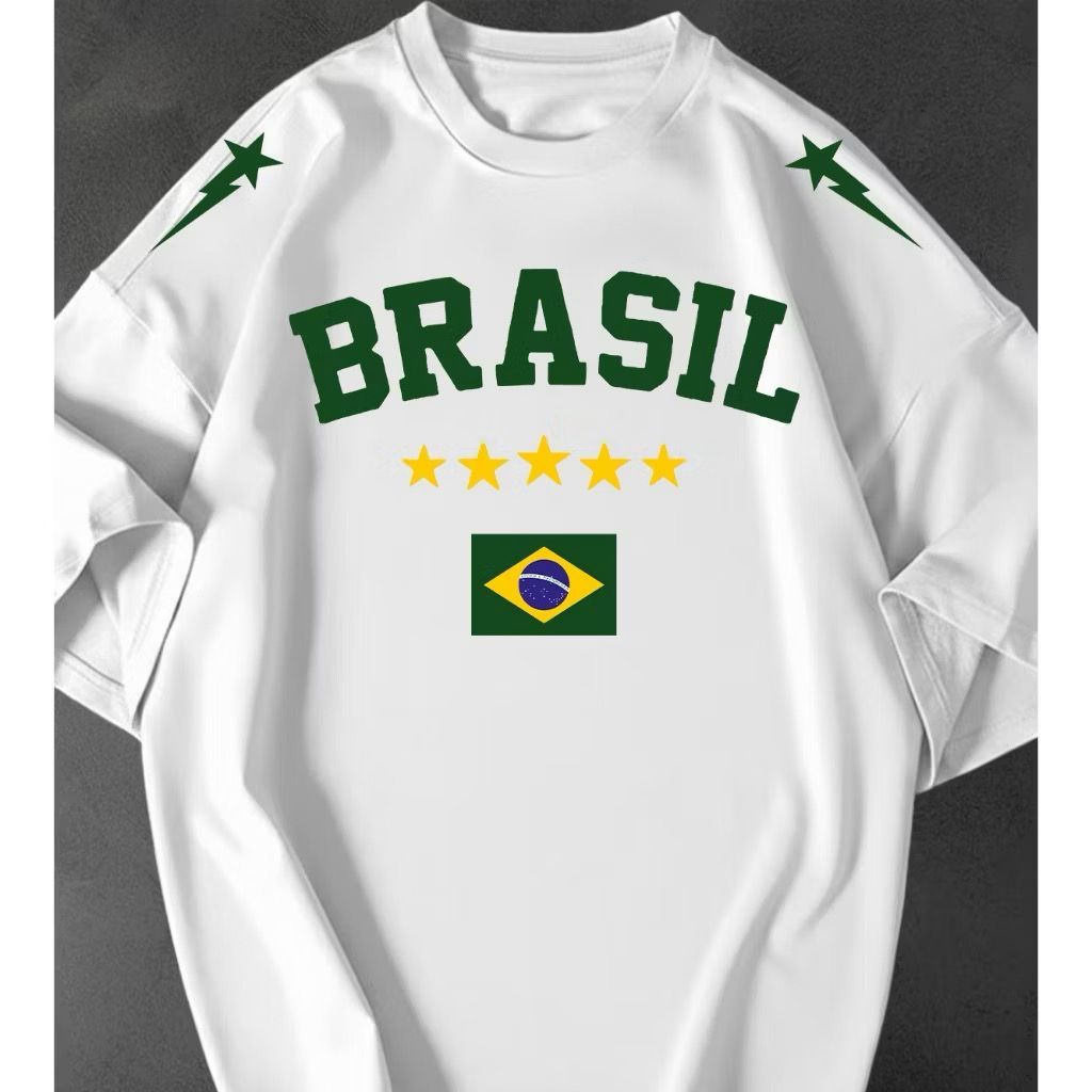 Camiseta Oversized Brasil Seleção Brasileira BR Copa Hexa Camisão 100% Algodão Premium
