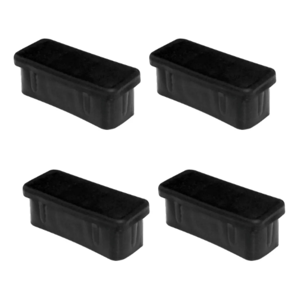 Ponteira para Móveis 40x20 Interno Batoque Plástico Preto Tampa Metalon 40mmx20mm Emar Kit 04 Peças