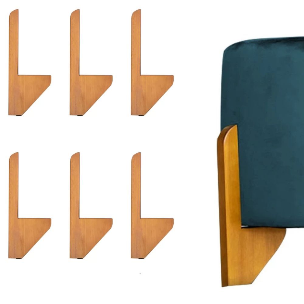 Pé para Sofá 28cm Madeira Maciça Eucalipto | Kit 6 Pés para Puff, Poltrona e Móveis | ENVIO RÁPIDO| Cor Cerejeira