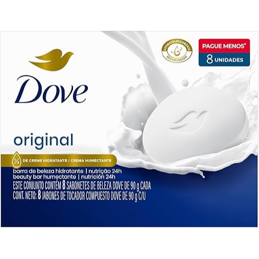 kit com 2 Dove Sabonete em Barra Original 90g 8 Unidades cada promoção