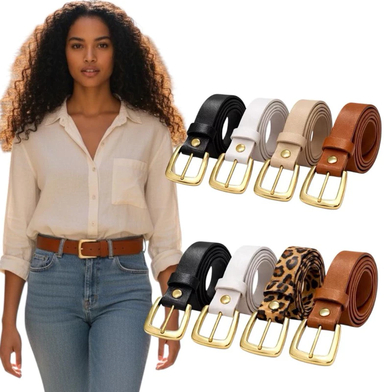 Kit 4 Cintos Femininos Largura 2.0cm Fivela Dourada Da Moda Elegante Blogueira Delicado - Duda — imagem 1