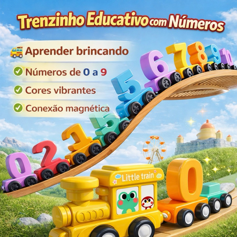 Brinquedo Educativo Trem com Números 0-9 Magnético Infantil Aprender Contar Cores Coordenação Motora em Oferta na Shopee