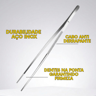 Kit 2 ou 1 un - Pinça Culinária de Precisão em Aço Inox 30cm Chef Premium em Oferta na Shopee