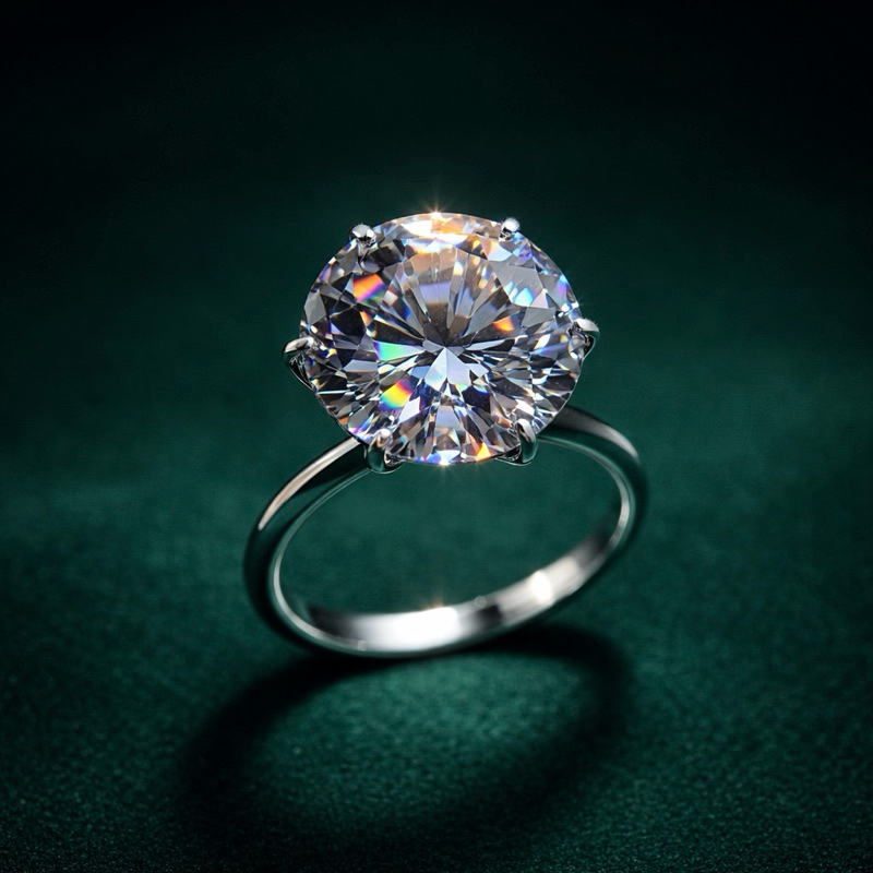 Anel Solitário Pedra Transparente 14mm em Prata 925 Luxo e Brilho em Oferta na Shopee