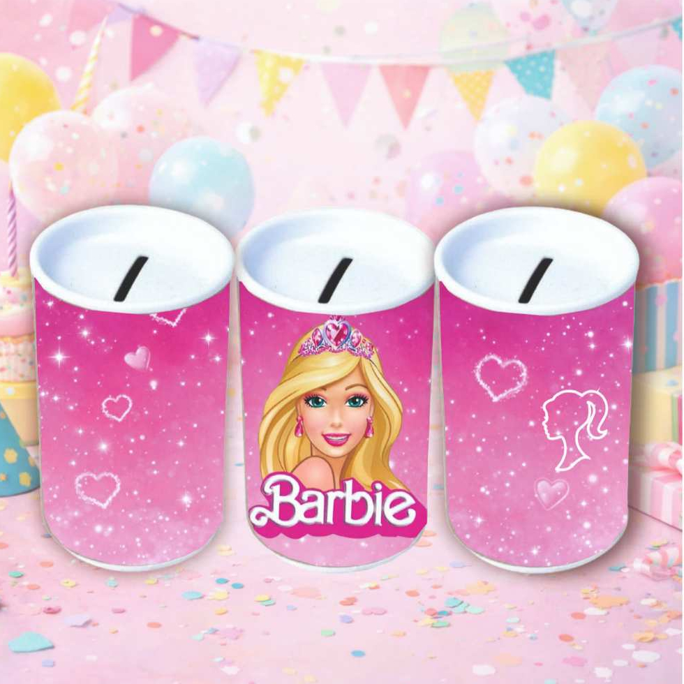 Cofrinhos Personalizados Infantil com Nome Lembrancinha Personalizada  Aniversario Todos Temas BARBIE