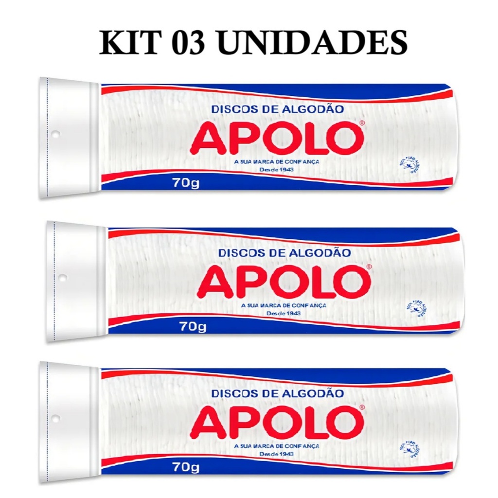 Algodão Hidrófilo em Disco Apolo 70g (Kit 03 unidades)