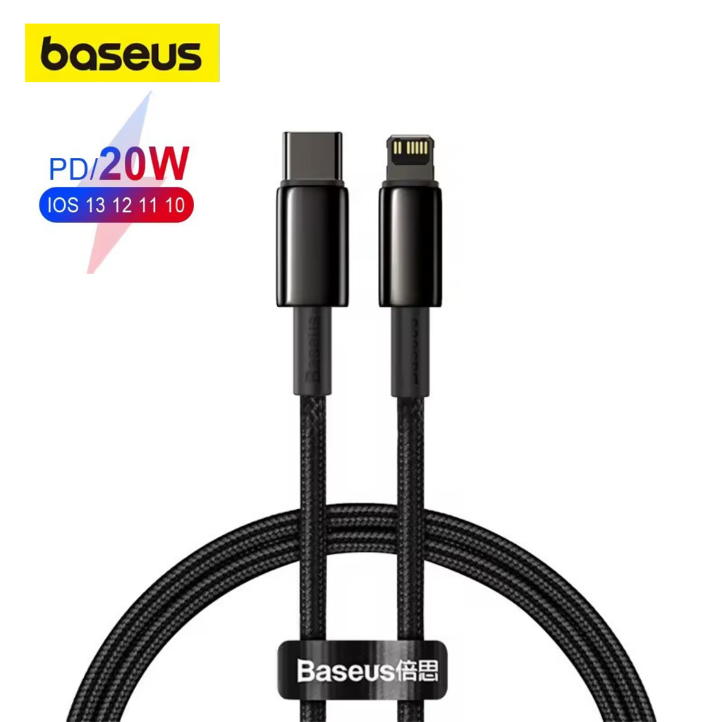 Cabo Iphone Baseus Tipo C Lightning 20W PD Carregamento Rápido Para Macbook Ipad 1 Metro