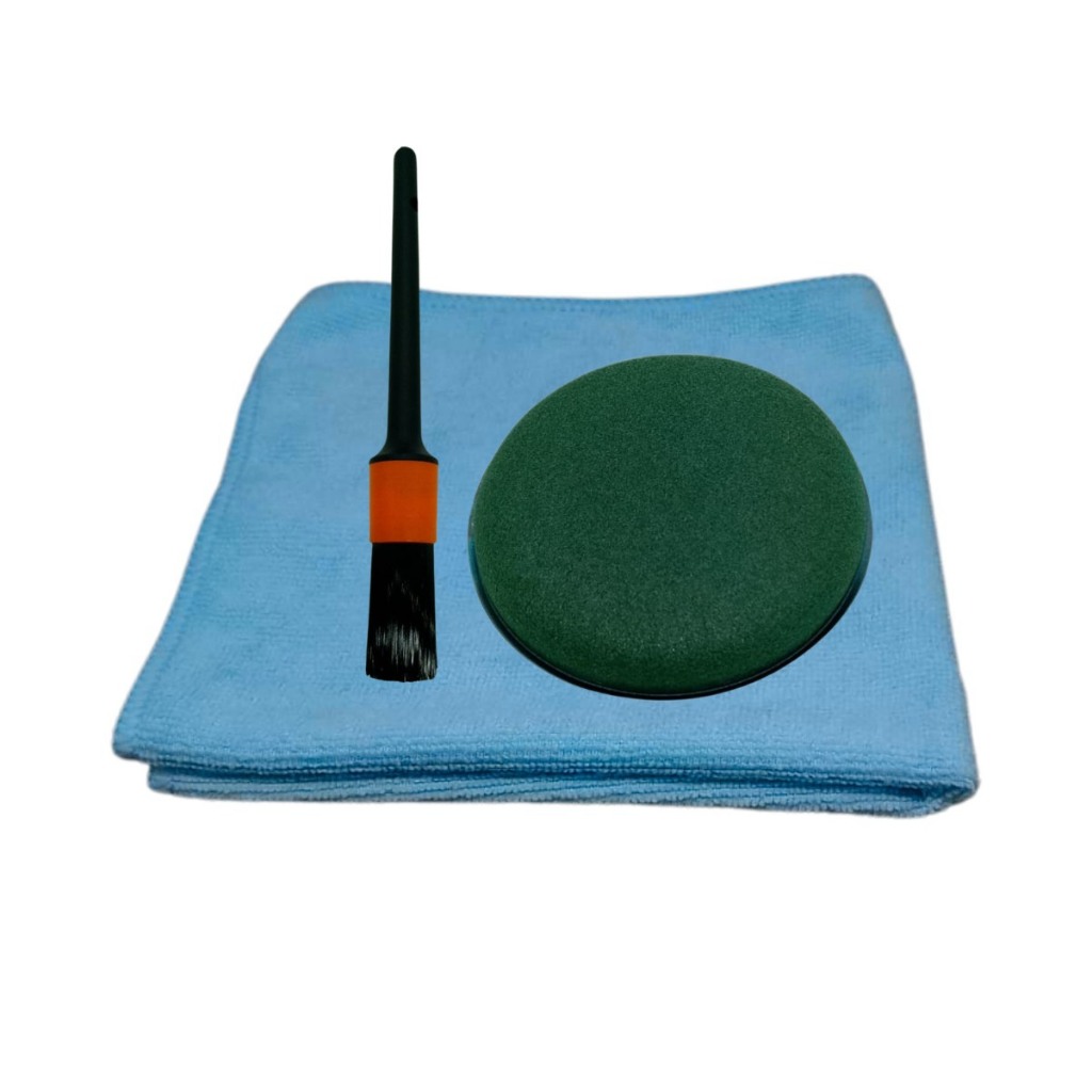 Kit Limpeza Pincel Pano Microfibra Aplicador Cera Automotiva