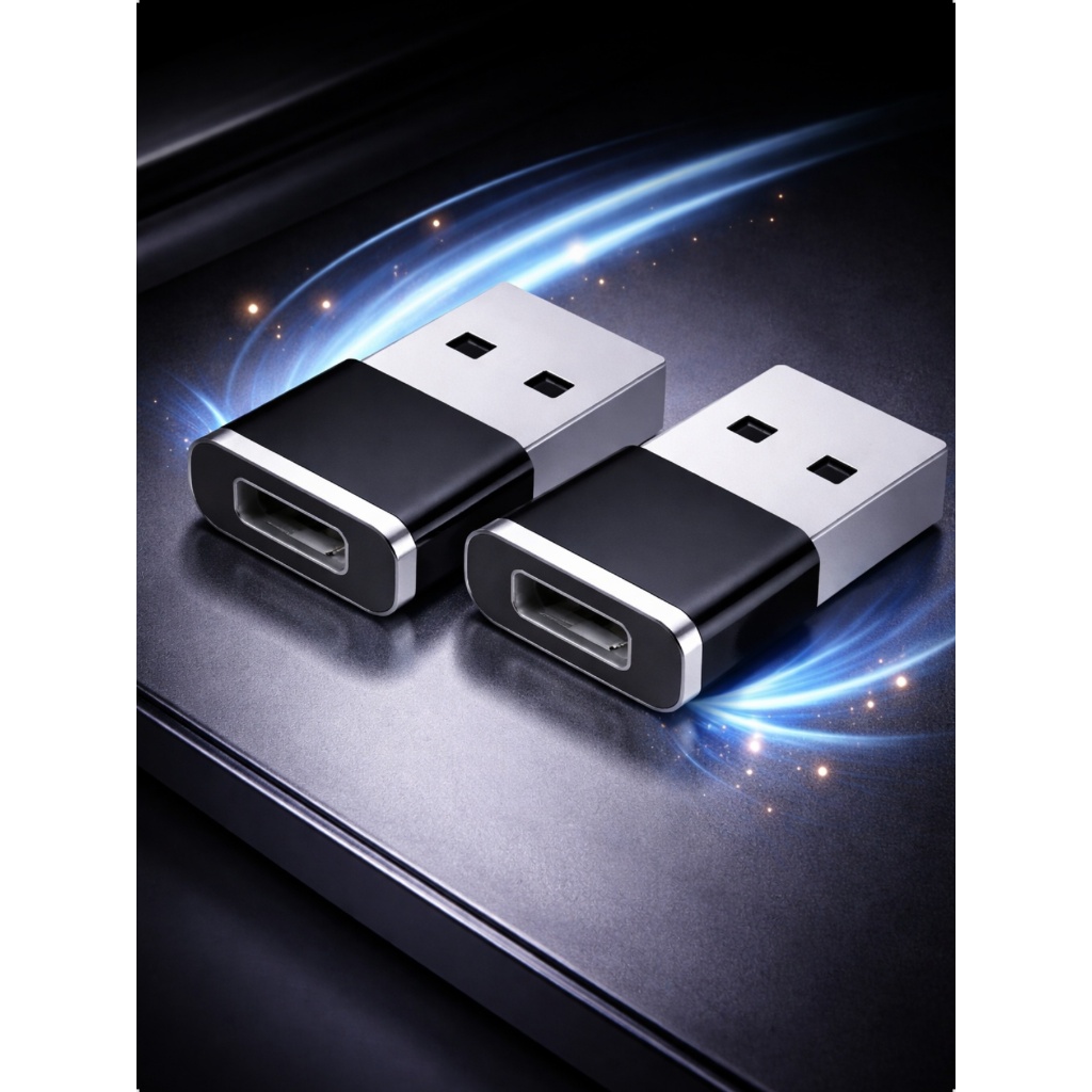 Kit c/ 2 Adaptadores Usb C Fêmea X Usb Macho - Plug Conversor Conector OTG para Carregar Celular