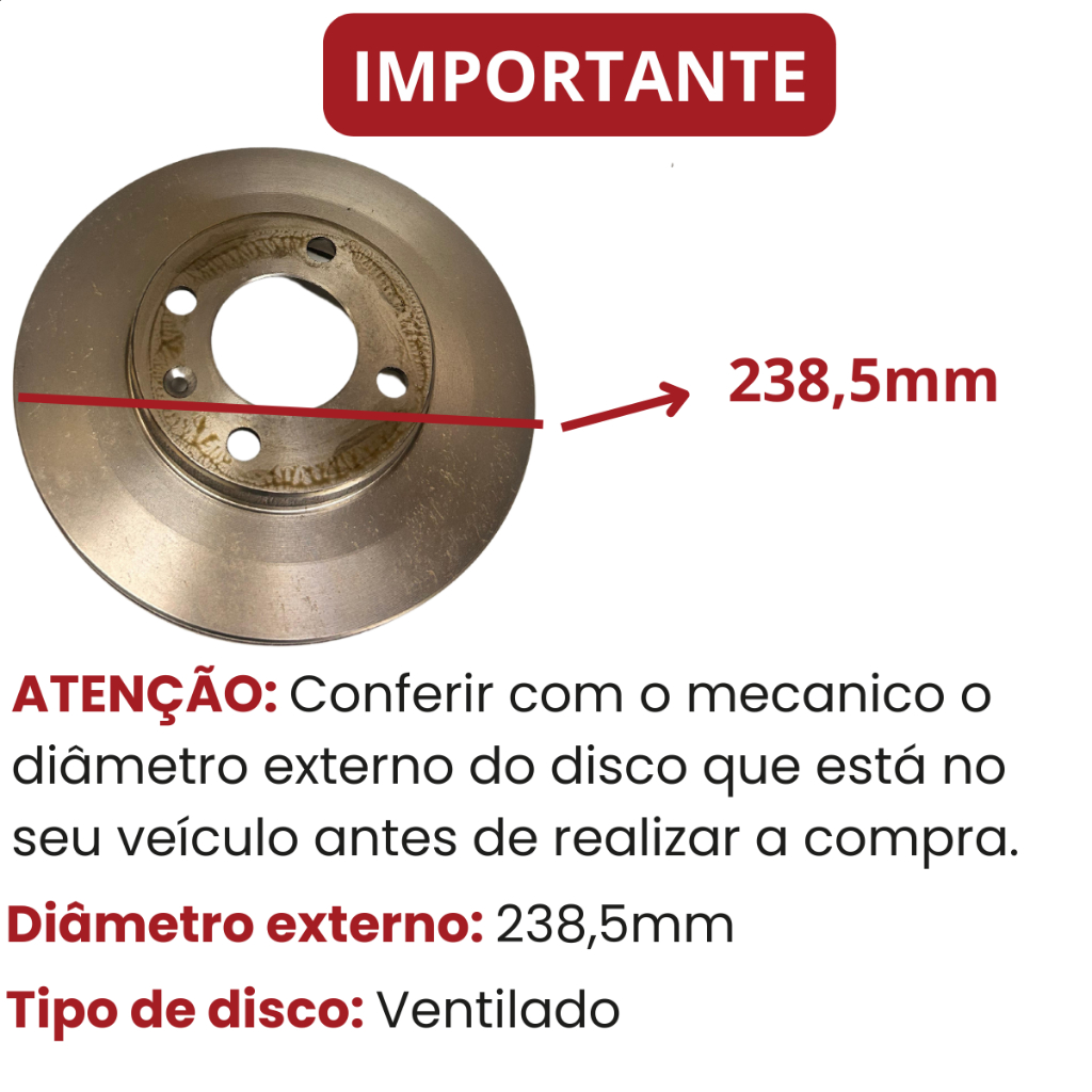 Par Disco + Pastilha Freio Diant Gol Parati Saveiro G2/G3/G4 — imagem 2 de 2