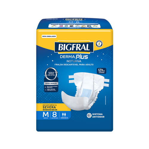 Fralda Geriátrica Bigfral Derma Plus Noturna - M/8 XG/7 G/7