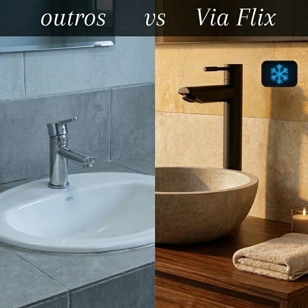 Torneira Banheiro Monocomando Preta Fosca Bica Alta ABS Via Flix