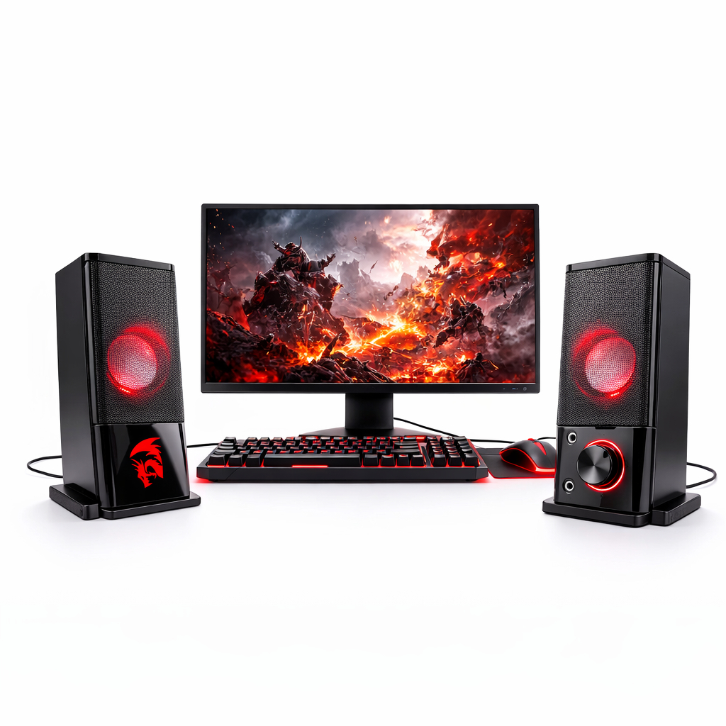 Caixa De Som Gamer Orpheus Modular Redragon Com Led Vermelho Preto 5v