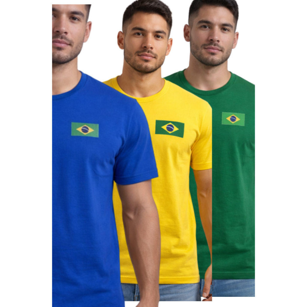 CAMISETA DO BRASIL - NÃO ENCOLHE, NÃO DESBOTA, 100% ALGODÃO , TECIDO LEVE E CONFORTAVEL