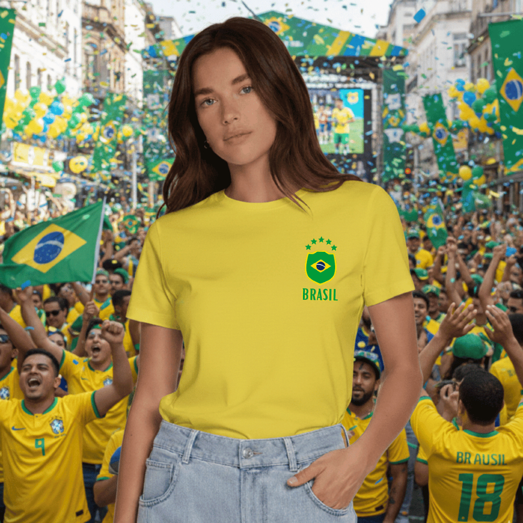 Camiseta Brasil Feminina Seleção Bandeira Camisa Copa do Mundo