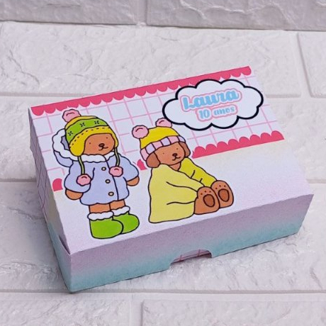 Caixa 6 Doces Urso Personalizada - Lembrancinhas Personalizada - Festa Infantil - Festa de Aniversário Infantil
