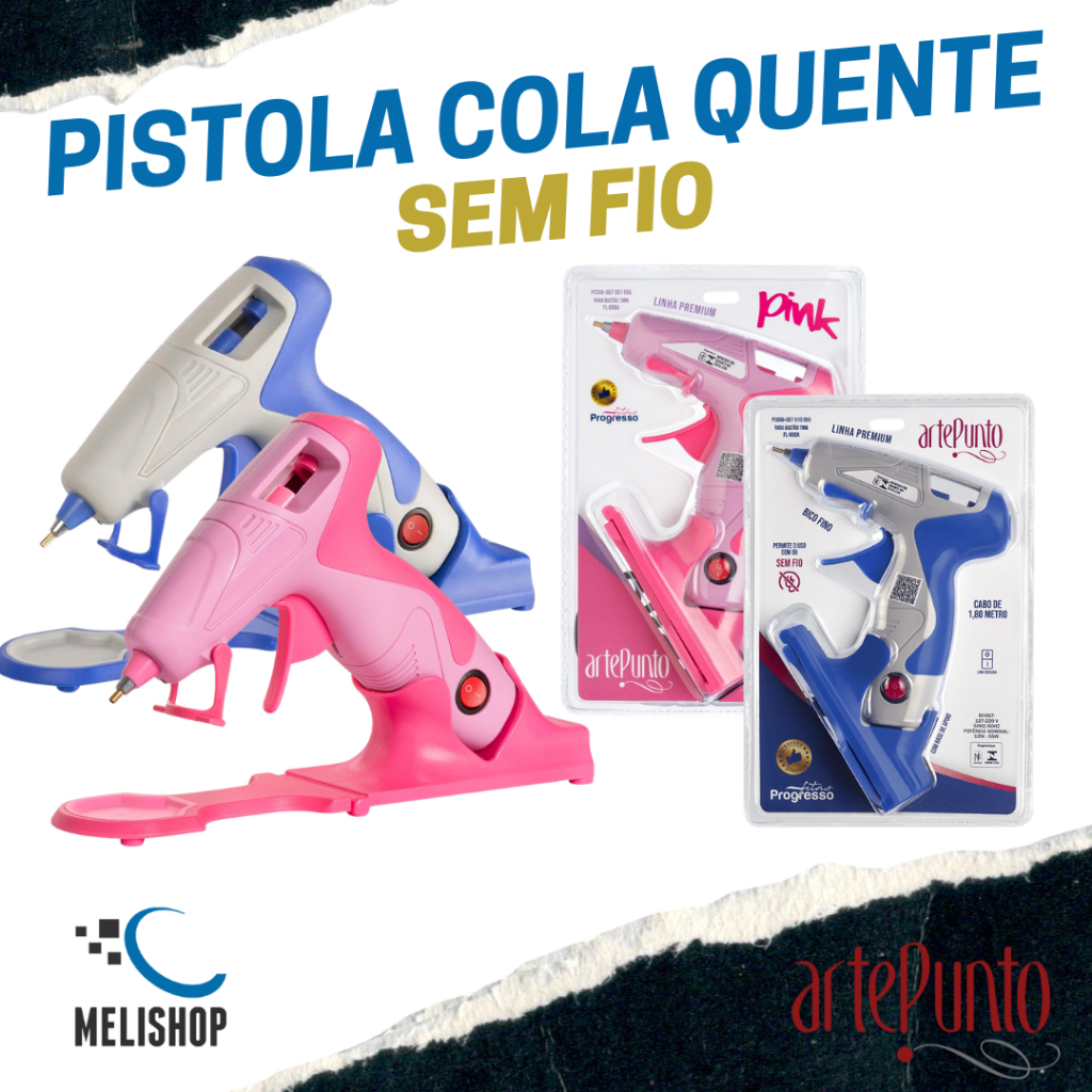 Pistola de Cola Quente Sem Fio Artepunto & Progresso - Ponta Fina - Bastão Fino Cola 7.0 mm