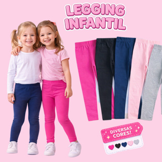 Kit 3 Legging Lisa Escolar Menina/ Leg Feminina Infantil Juvenil do 1 ao 14 anos em Cotton - Calça Legging em Oferta na Shopee