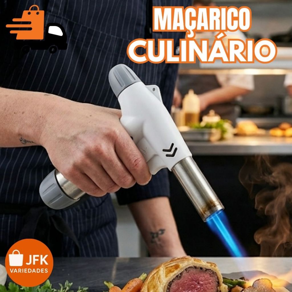 Maçarico Portátil Profissional Culinário E Solda Recarregável Para Cozinha Artesanato E Camping Chama Forte Ajustável