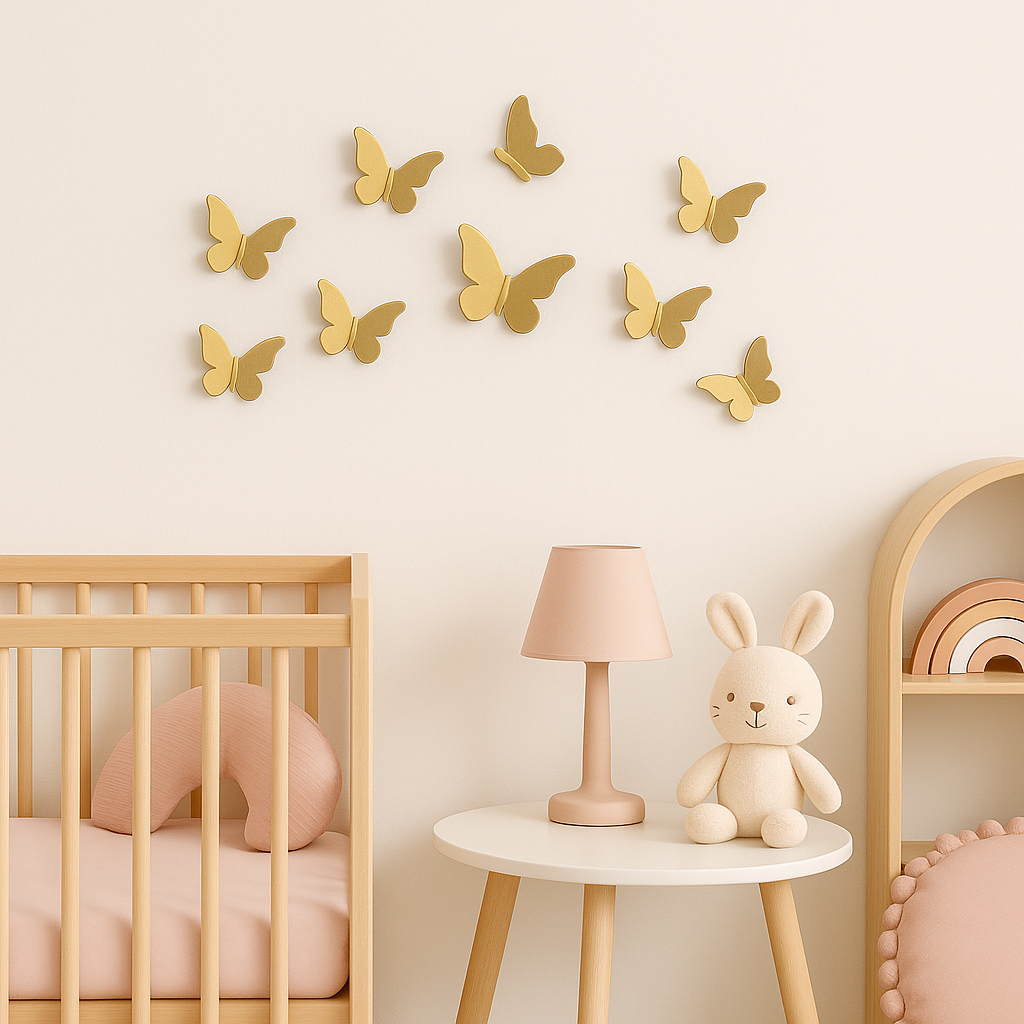 Kit Borboleta 3D Em Acrílico Espelhado Aplique de Parede Decoração Para Quarto