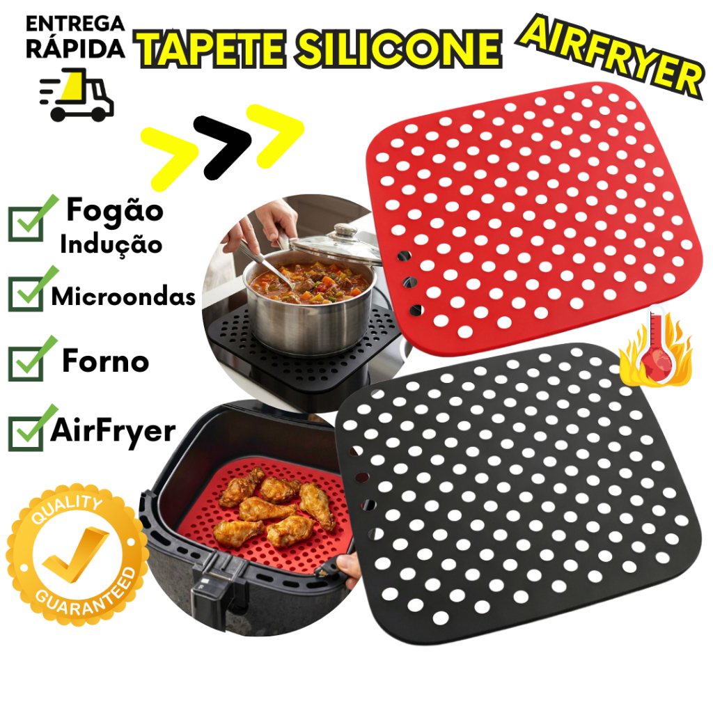 Tapete Silicone Para Air Fryer 21cm Forro Protetor Antiaderente Reutilizável Multiuso Fogao Forno