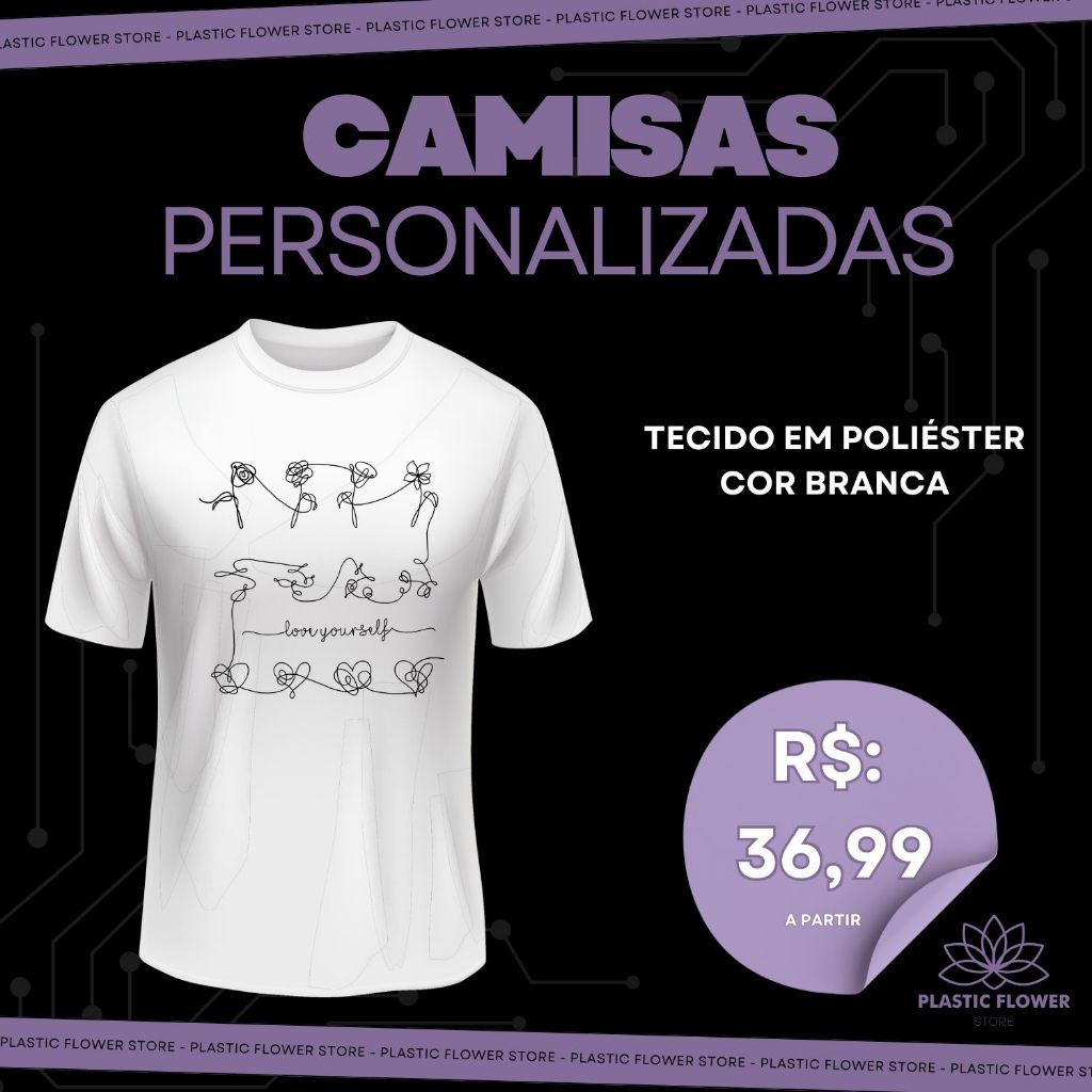 CAMISETA SUBLIMADA DO BTS ARMY LOVE YOURSELF