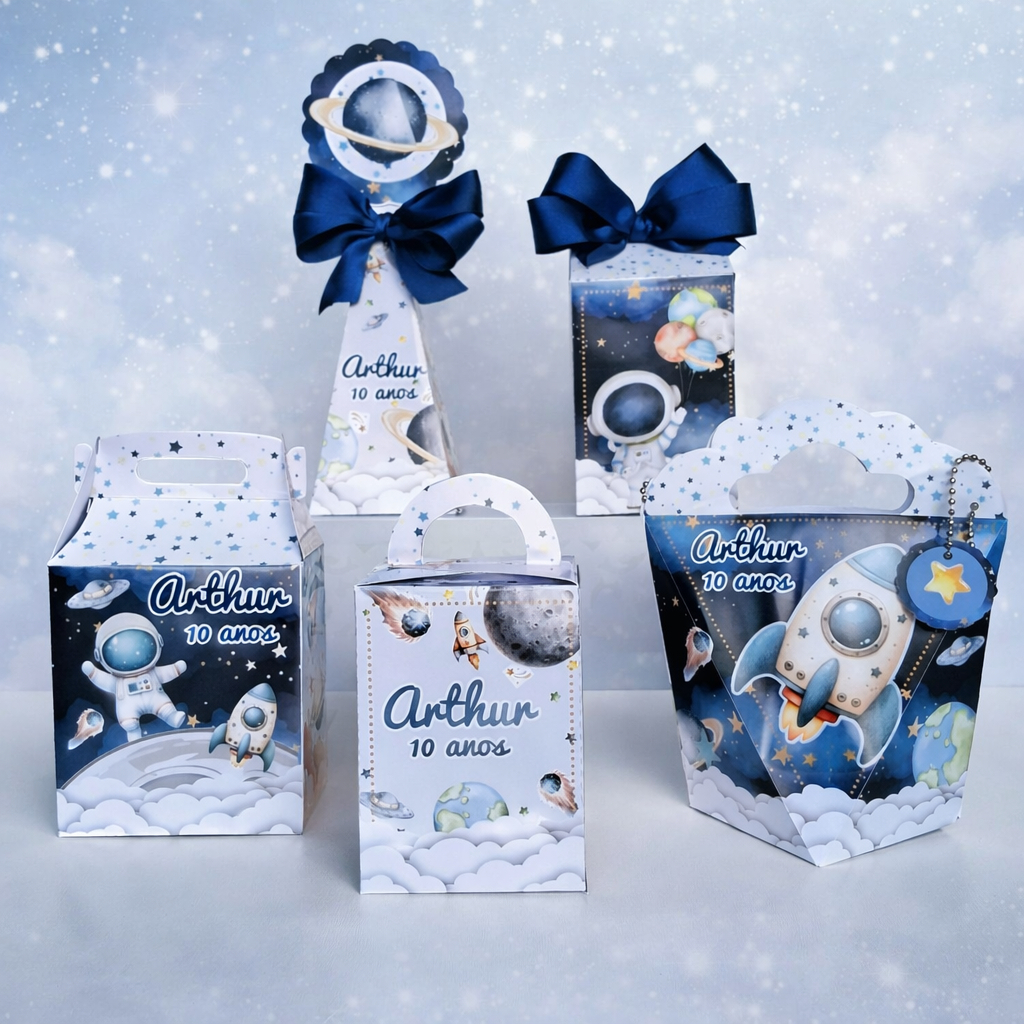 Kit Caixas Personalizada ASTRONAUTA MENINO /Lembrancinha de Festa /Aniversário