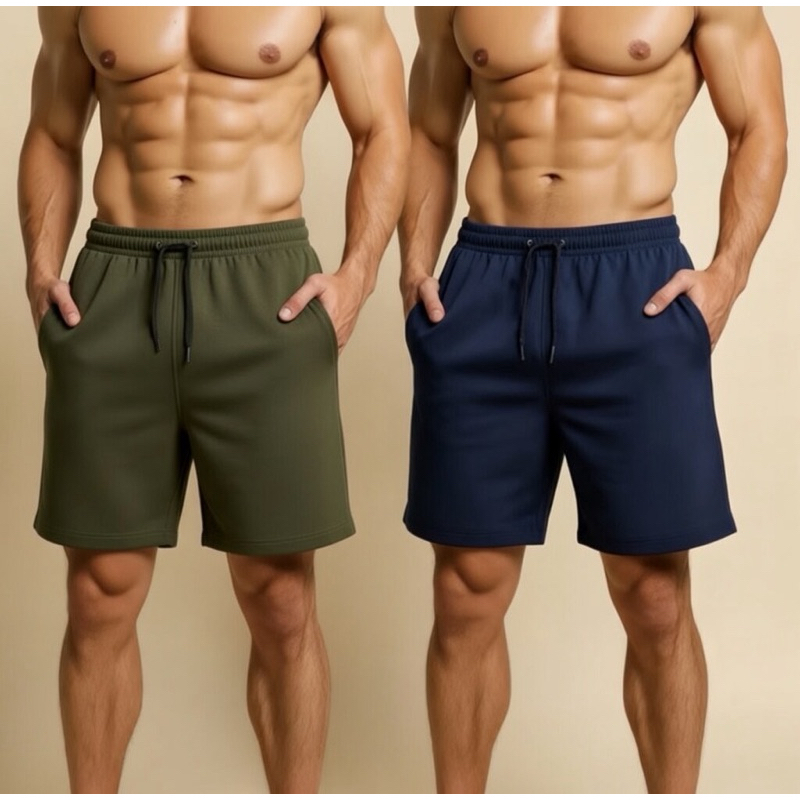 Kit 2 Shorts Tactel com Elastano Masculino Basico Liso Casual Moda e Academia