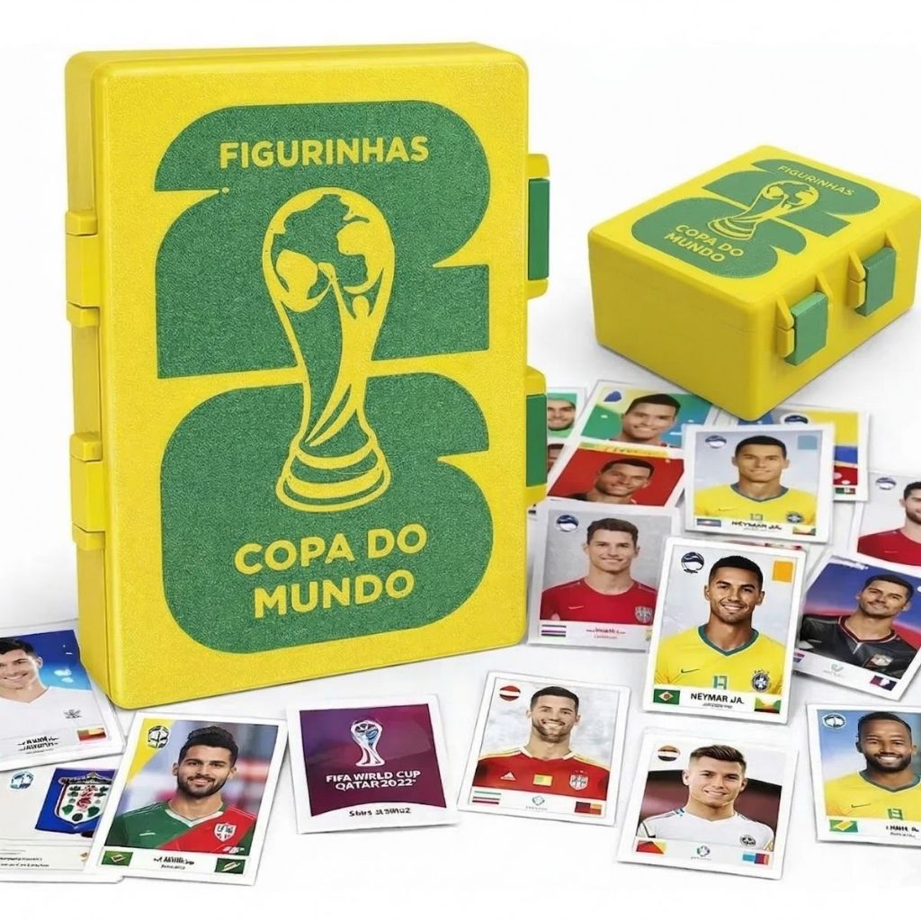 Porta Figurinhas Copa Do Mundo Case Organizador Seleção Brasileira Caixa Colecionador De Figurinhas