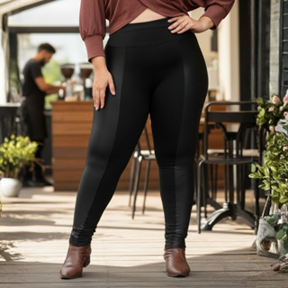 Calça Montaria Feminina Plus Size Legging Cintura Alta Flanelada Grossa Felpuda Casual em Oferta na Shopee