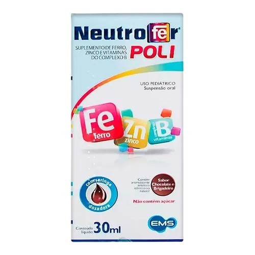 NEUTROFER POLI SUPLEMENTO ALIMENTAR SUSPENSÃO 30ML SB.CHOCOLATE E BRIGADEIRO