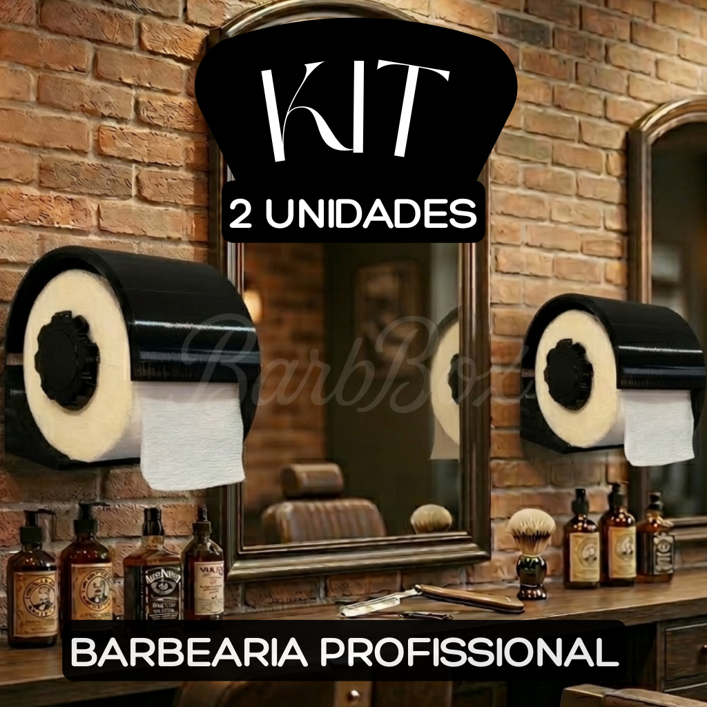 Kit Barbeiro: 2 Dispenser Gola Higiênica Profissional - Organização de Bancada Barbearia Premium