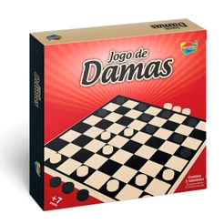 Jogo de Damas Em Madeira Aquarela Brinquedos 25 Peças