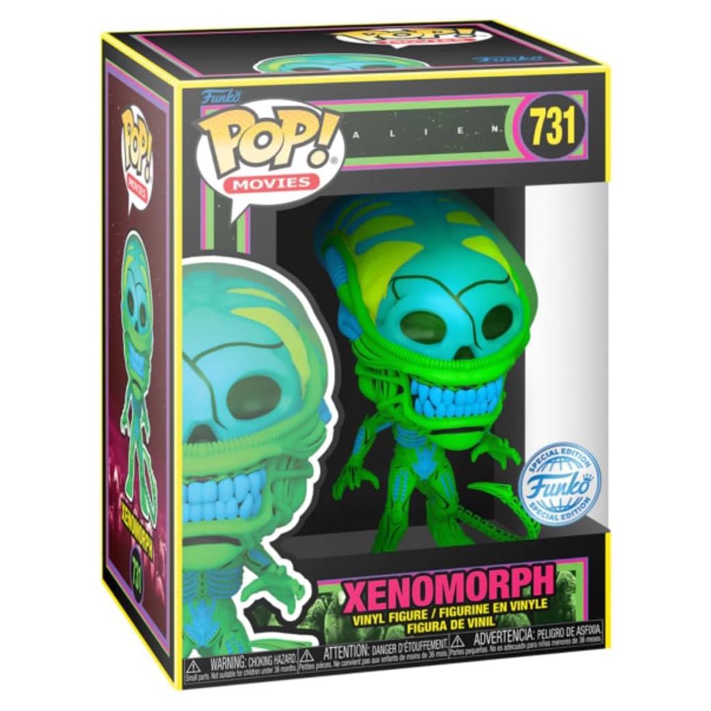 FUNKO POP MOVIES ALIEN 40TH ANNIVERSARY EXCLUSIVE - XENOMORPH 731 (BLACKLIGHT) NOVO ORIGINAL — imagem 2 de 2