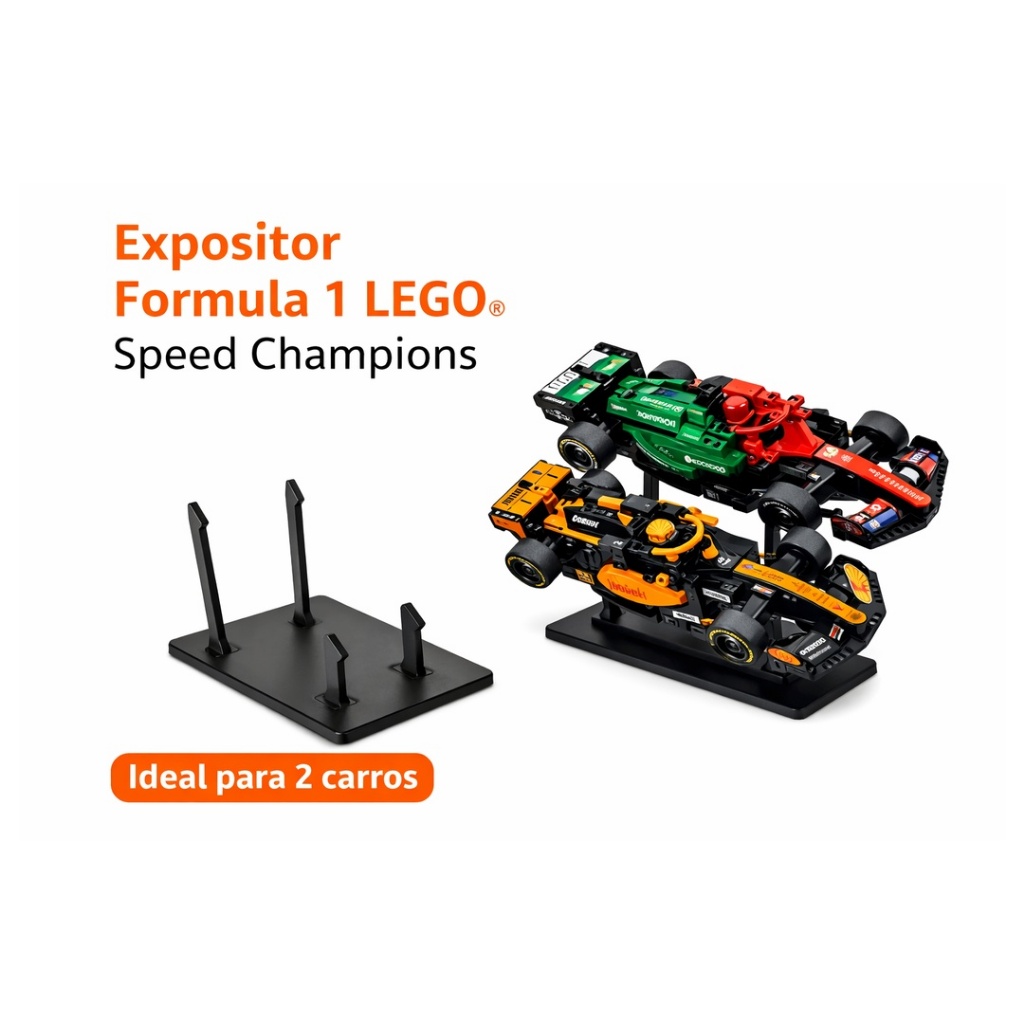 Suporte 2 peças LEGO Champions F1 - Expositor Premium para Decoração KIT