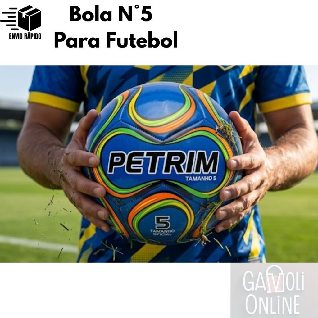 Bola de Futebol Petrin N°5 PVC Resistente Costura Reforçada Tamanho Oficial Campo e Society