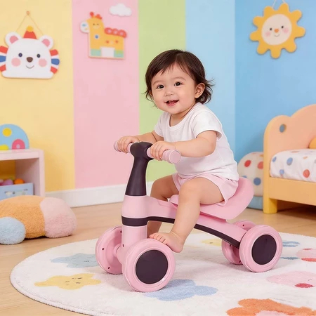 Andador/Bicicleta de Equilíbrio 4 Rodas Sem Pedal – Infantil, Estável e Seguro
