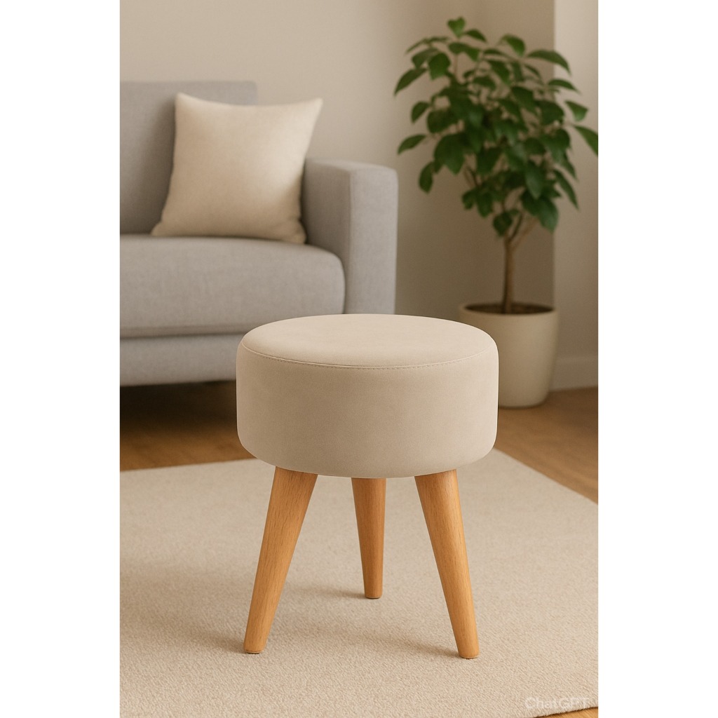 Puff Decorativo Redondo 36cm Pé Palito Moderno Sala Quarto Resistente Bege em Oferta na Shopee