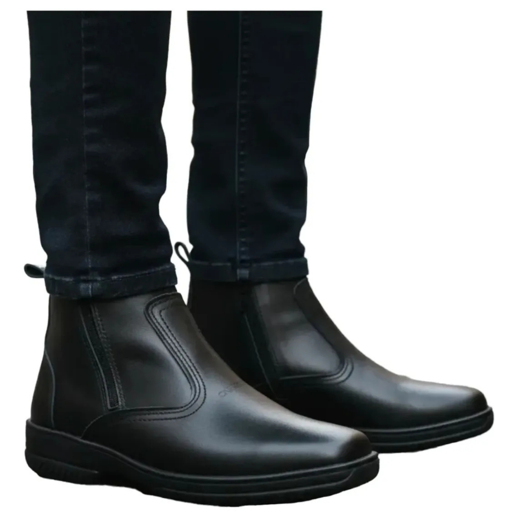 Bota Com Ziper Botina Social Masculina Botinha Casual Em Couro Solado Costurado Estilo Igreja Trabalho Cidade Roça 2220