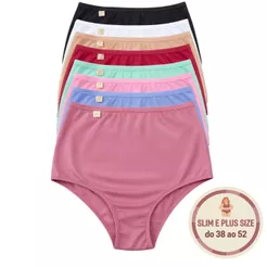 Kit Calcinha Cintura Alta Forro 100% Algodão Hot Pants Segura Barriga Calçola Senhora