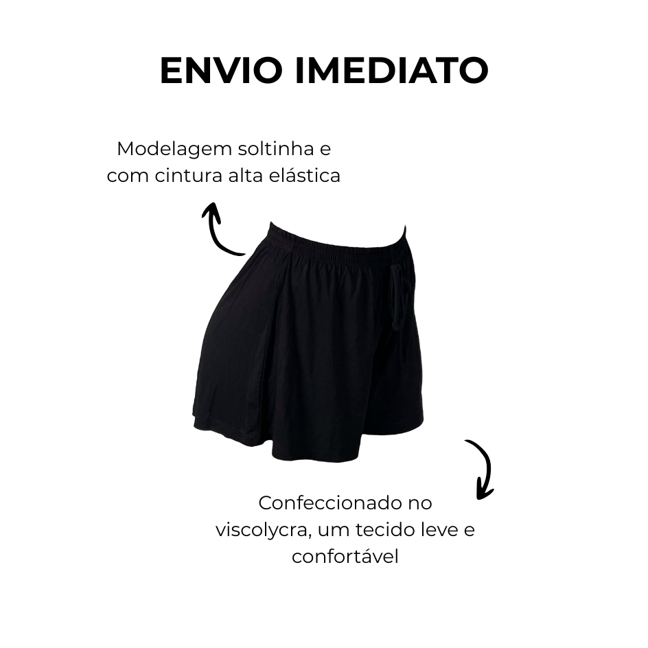 KIT 2 Short Feminino Cintura Alta Soltinho Molinho Malha Viscolycra Premium Brisa — imagem 2 de 2