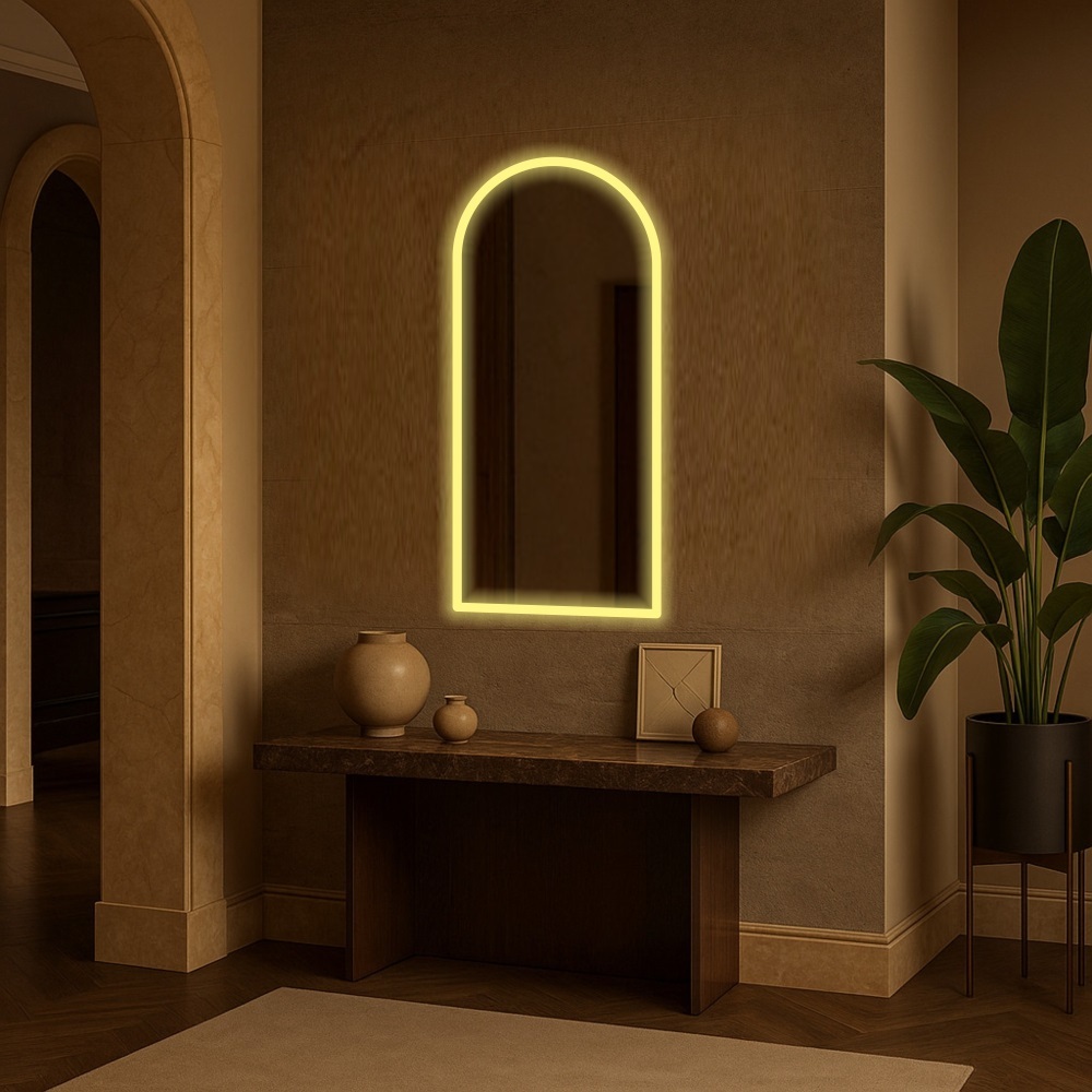 Espelho Orgânico E13 90X40Cm Janela Led Jateado Borda Infinita Bivolt AMARELO BRANCO FRIO Decorativo Multiuso · foto 2