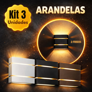 Kit 3 Arandela Externa e Interna Luminária Slim 110/220V  Para Parede Muro Jardim Garagem Fachadas em Oferta na Shopee