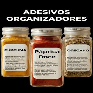 Kit Adesivos Organizadores De Cozinha - Etiquetas Para Mantimentos Chás E Especiarias - Vinil A Prova D´água em Oferta na Shopee