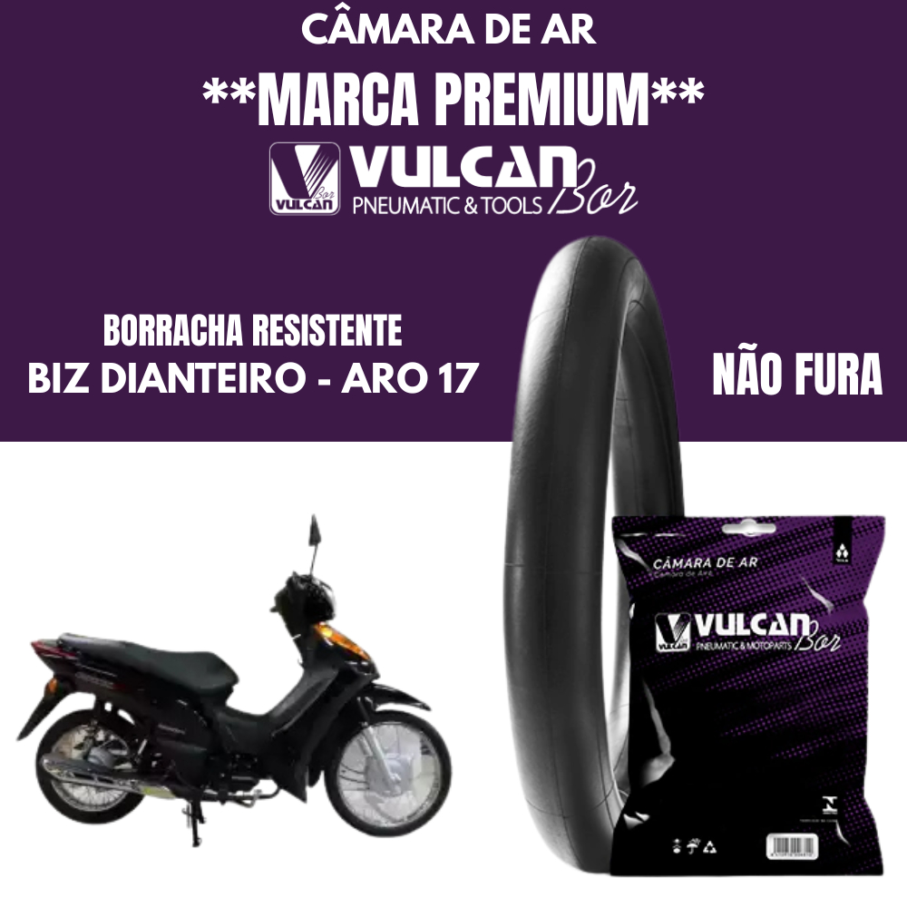 Câmara de Ar Moto Honda Biz Dianteiro Aro 17 Pop 100 Yamaha Crypton Premium Vulcan Não Fura