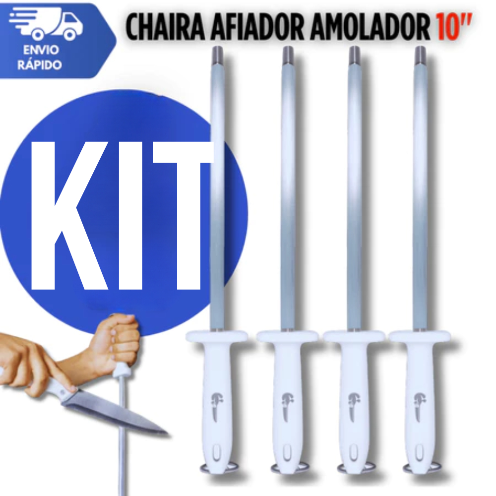 Chaira Profissional Aço Carbono Açougue Afiador 10" Fuzil Amolador Utilidades