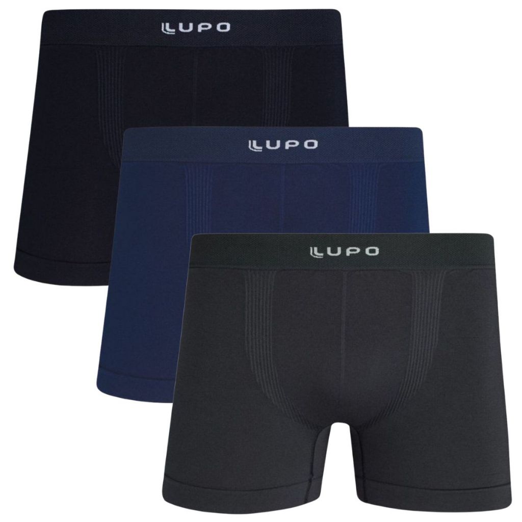 Kit 3 Cuecas Boxer Masculina Lupo Modal Sem Costura 661 Elastano